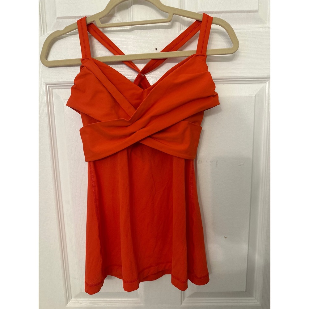 Lululemon Orange Wrap Front Strappy Racerback Yoga Tank Top with Shelf Bra